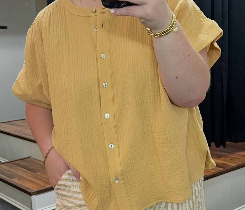 NEW ODDI charolette cotton button top in yellow